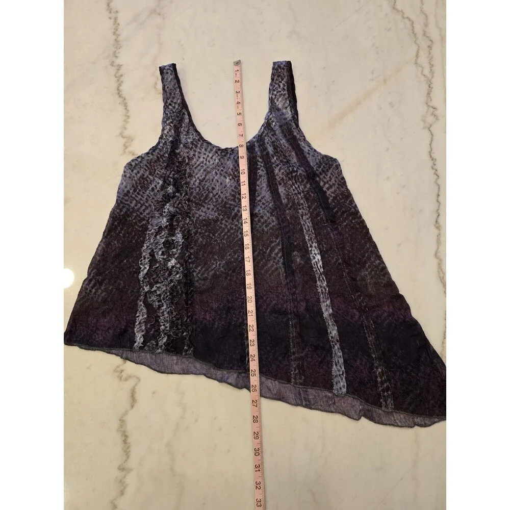 Rare Free People Asymetrical Animal Print Ruffle Tank Boho ASO Violet Harmon AHS